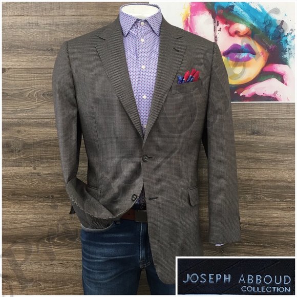 Joseph Abboud Mens Blazer Sport Coat Two Button Casual Jacket 42L Wool Silk Suit - Picture 1 of 13